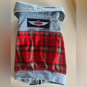 Vintage Denim Doggi Duds Blue Jean & Plaid Doggie Coat/Vest. Sz Small